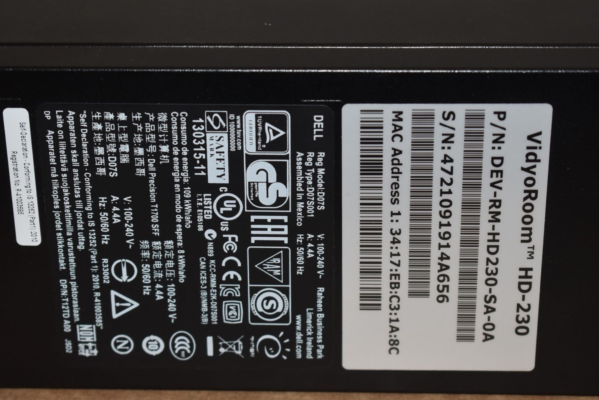 1 x Dell VidyoRoom HD230 SFF Conferencing Base Station Computer - Features an Intel i7-4770 3.4Ghz - Image 2 of 9