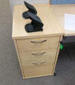1 x Desk Height Three Drawer Pedestal With Beech Finish - Dimensions: 620 x 420 x 720mm - Ref: 1 x