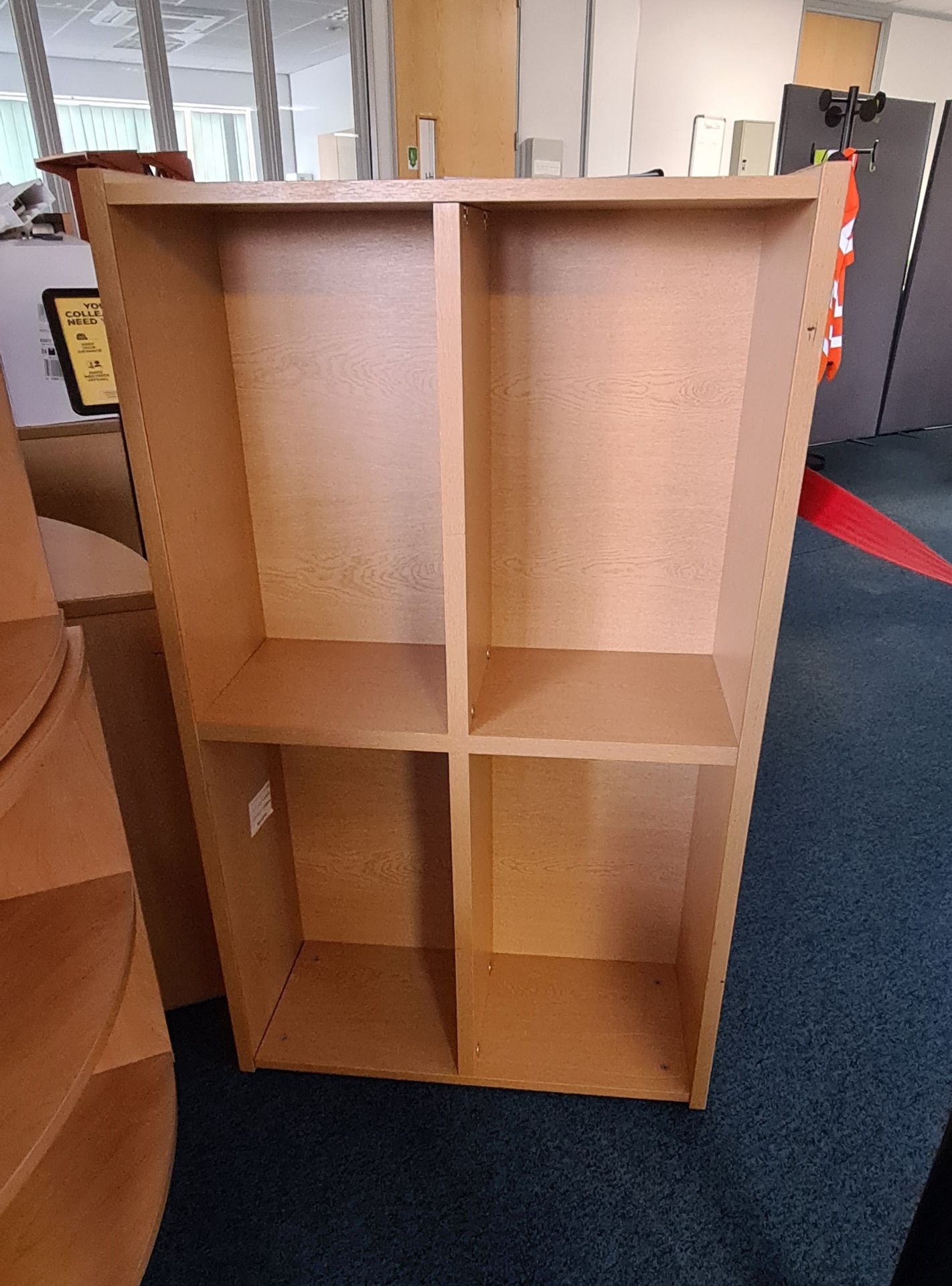1 x Four Section Office Shelf Unit With a Beech Finish - Ref: 1 x PK004 - Location: Site 2,