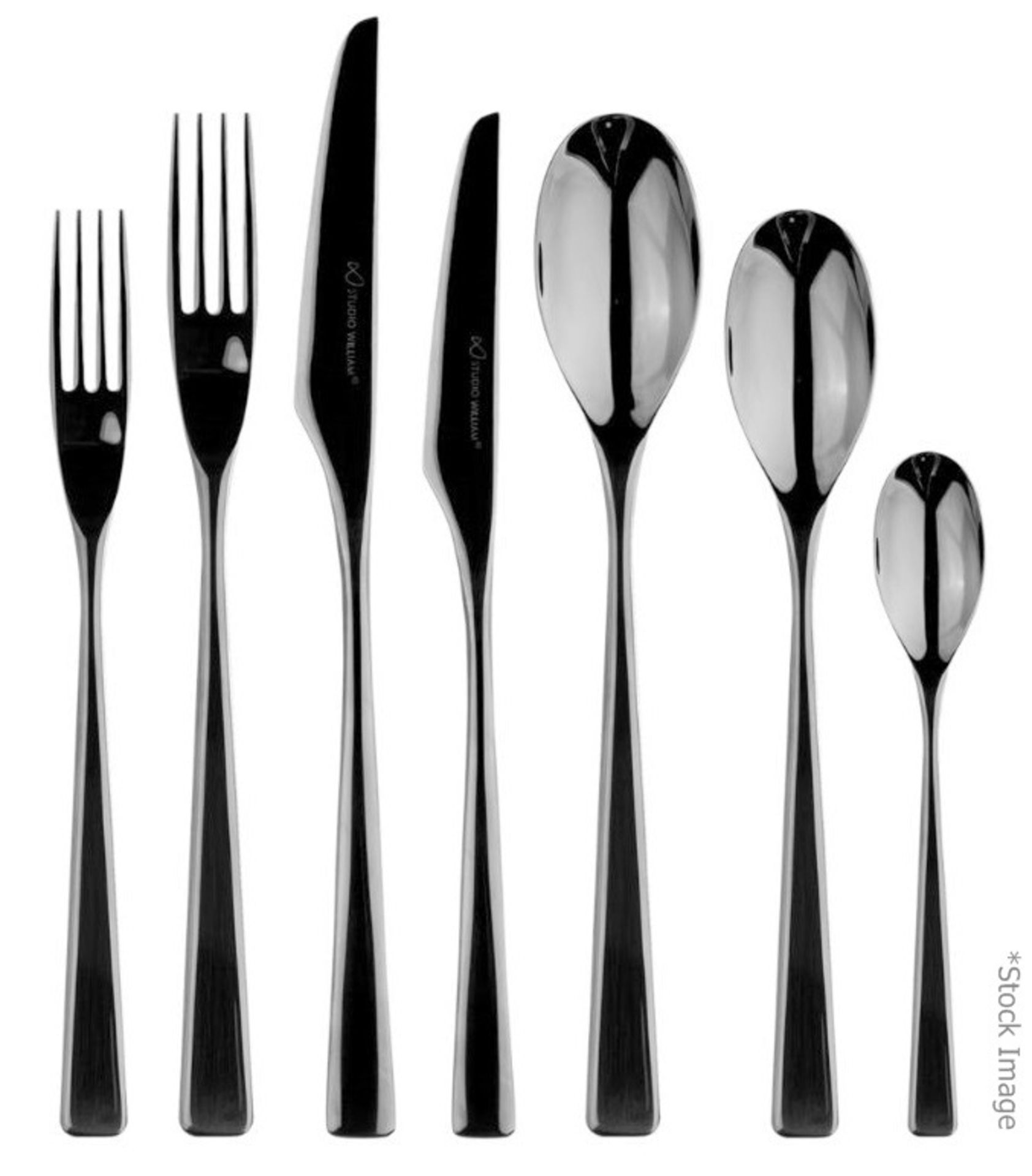 1 x STUDIO WILLIAM 'Tilia Obsidian' 56-Piece Cutlery Set - Original Price £930.00 - Unused Boxed