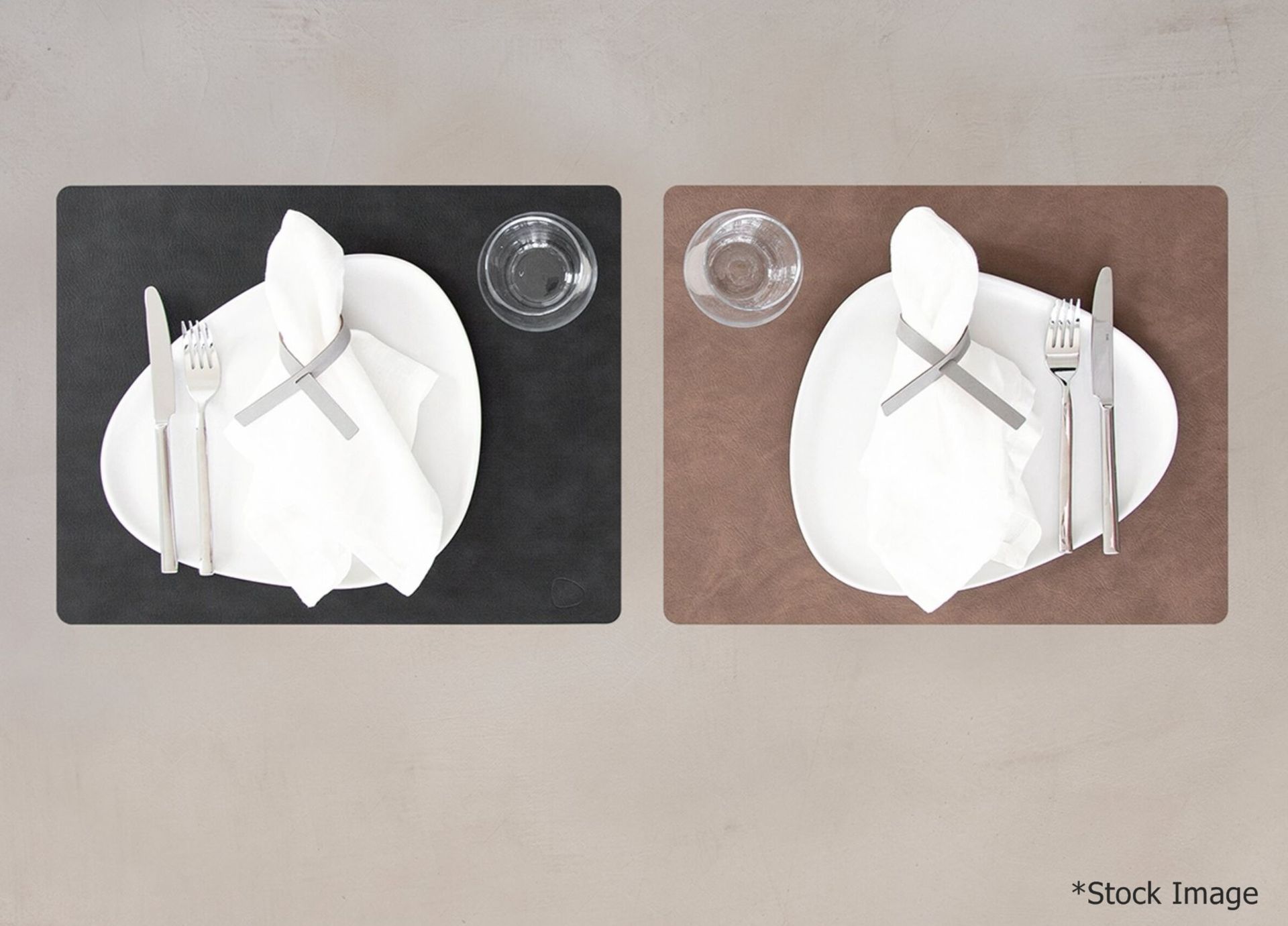 Set Of 4 x LINDDNA 'CLOUD' Recycled Leather Double-sided Placemats In Black & Brown - RRP £109.00 - Image 2 of 9