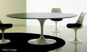 1 x Large Eero Saarinen-Inspired 'Tulip' 150cm Oval Dining Table, With A Dark Stained Wooden Top