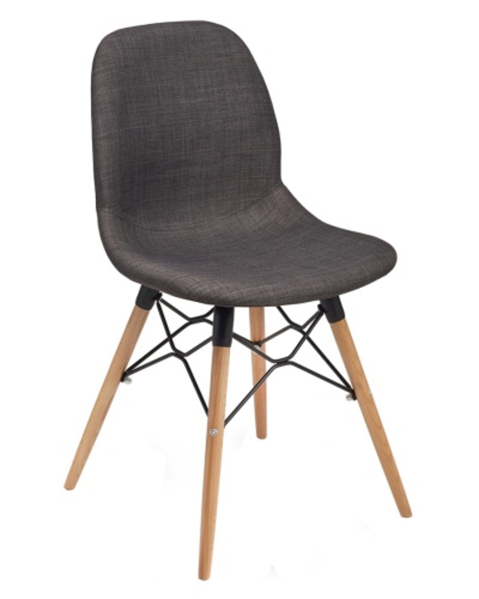 6 x Eames Inspired Eiffel Dining Chairs - Charcoal Fabric Seats With Chrome Bases - New and Unused - - Image 2 of 6
