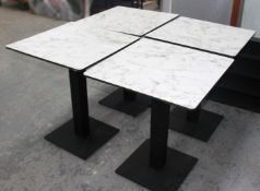 4 x Bistro Tables Featuring 'EXTREMA' Heavy-duty Tops With A White Marble-Style Finish, And Robust