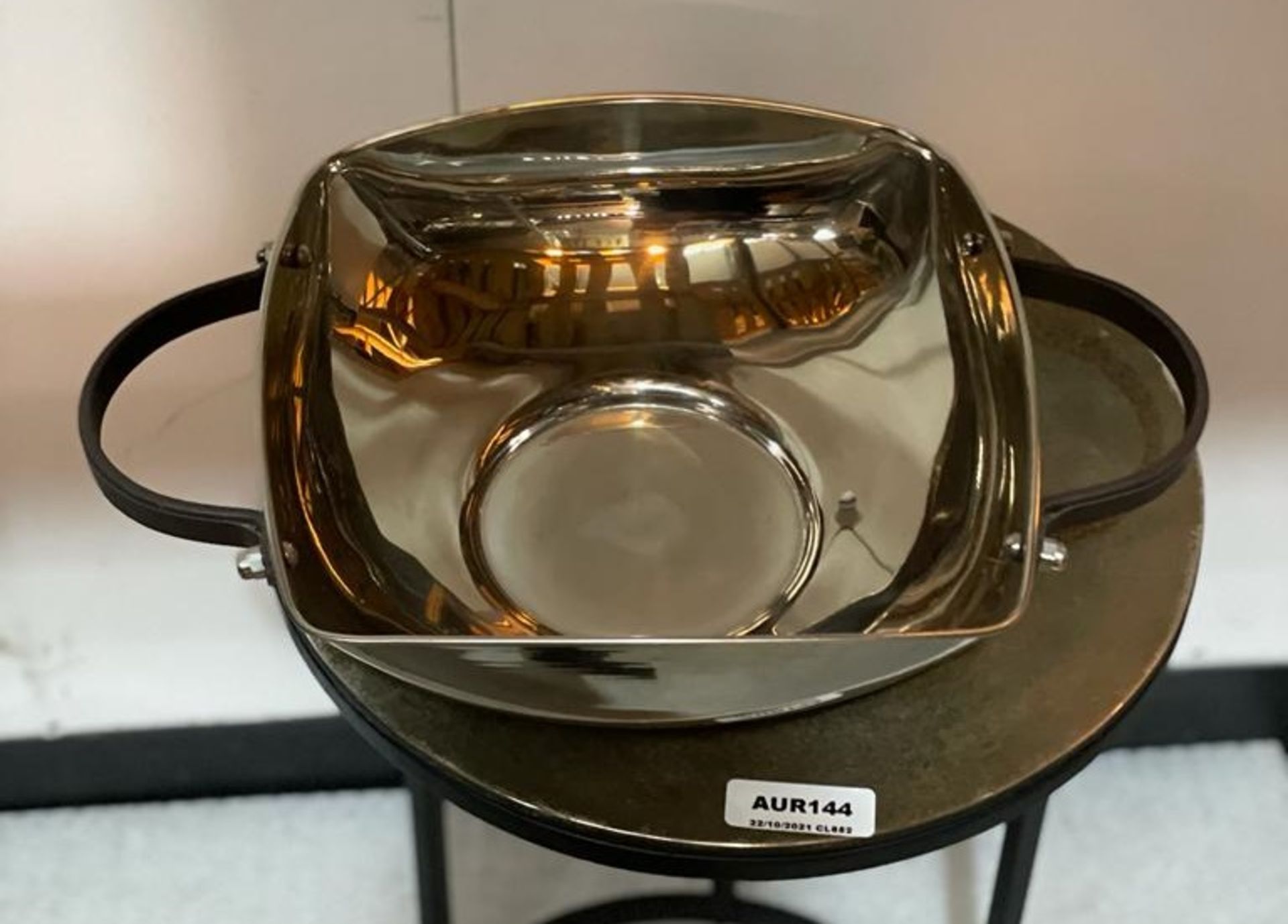 1 x Stainless Steel Bowl With Fabric Handles  - Ref: AUR144 - CL652 - Location: Altrincham WA14 - Image 3 of 3