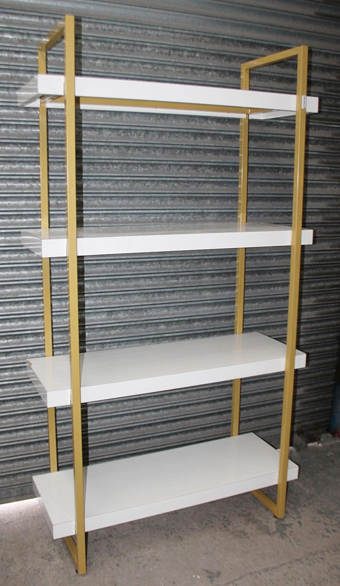 1 x Commercial 2-Metre Tall 4-Tier Shelving Unit In White And Bronze Finish - Ex-Display Showroom