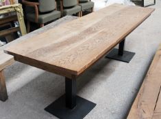 1 x Bespoke Rustic 2.4-Metre Solid Timber Banquette Table - Ref: HAS628 GIT - CL732 - Location: