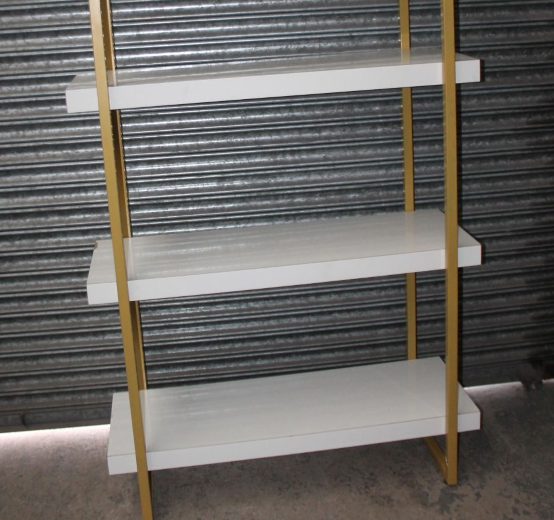 1 x Commercial 2-Metre Tall 4-Tier Shelving Unit In White And Bronze Finish - Ex-Display Showroom - Image 6 of 6