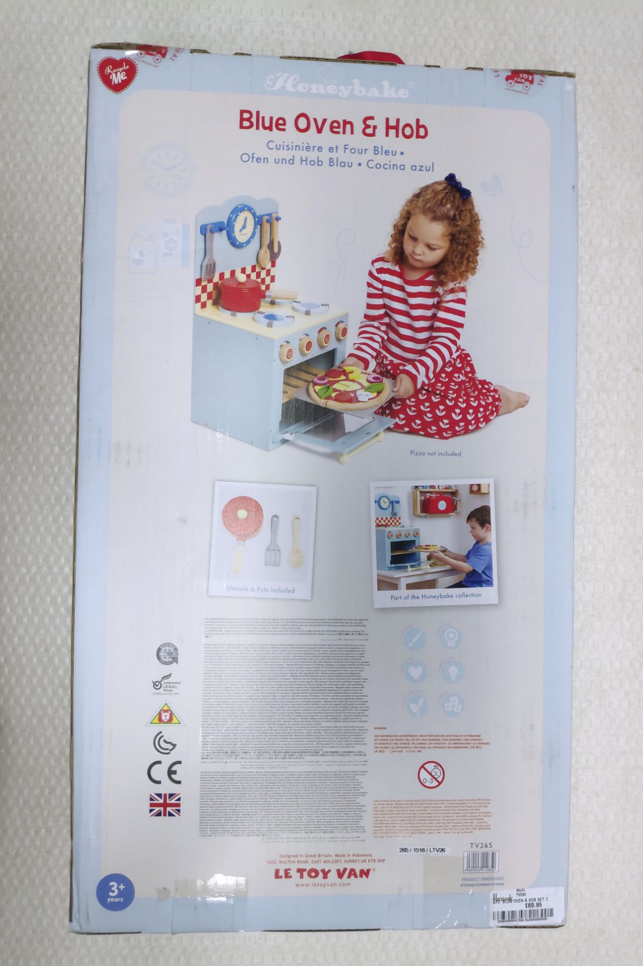 1 x Le Toy Van Honeybake Childrens Wooden Blue Oven & Hob - New/Boxed - Image 5 of 7
