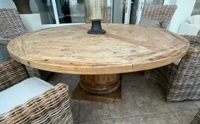 1 x Large Round Solid Wood Dining Table - From an Exclusive Property - No VAT On The Hammer -