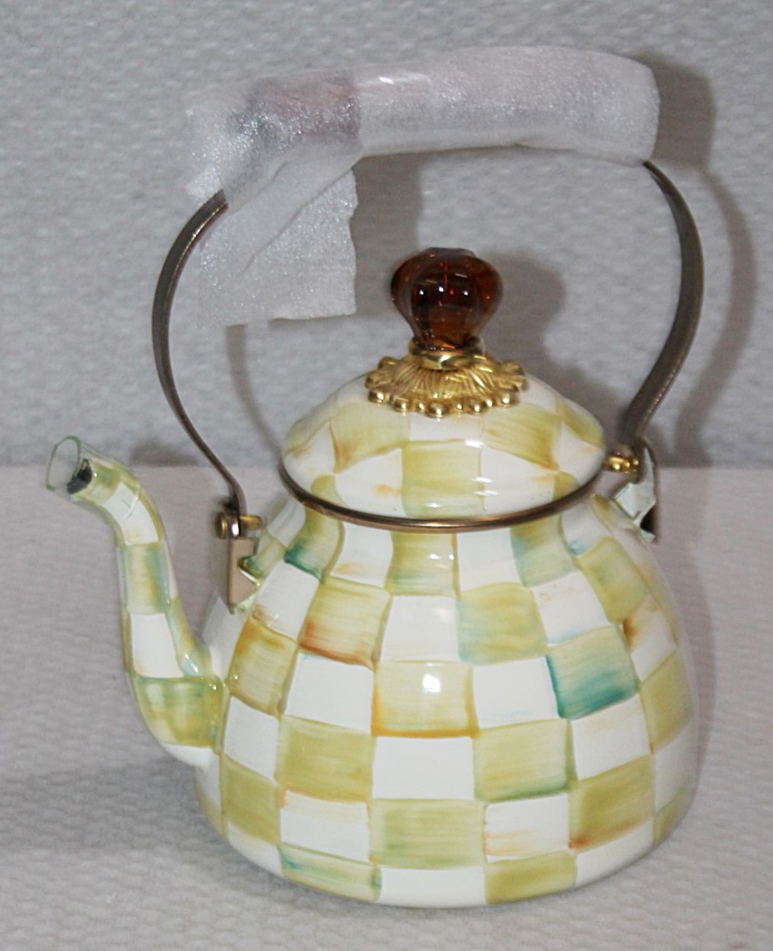 1 x MACKENZIE-CHILDS 'Parchment Check' Tea Kettle £197.00 - Unused Boxed Stock - Ref: HAS423/FEB22/ - Image 3 of 9