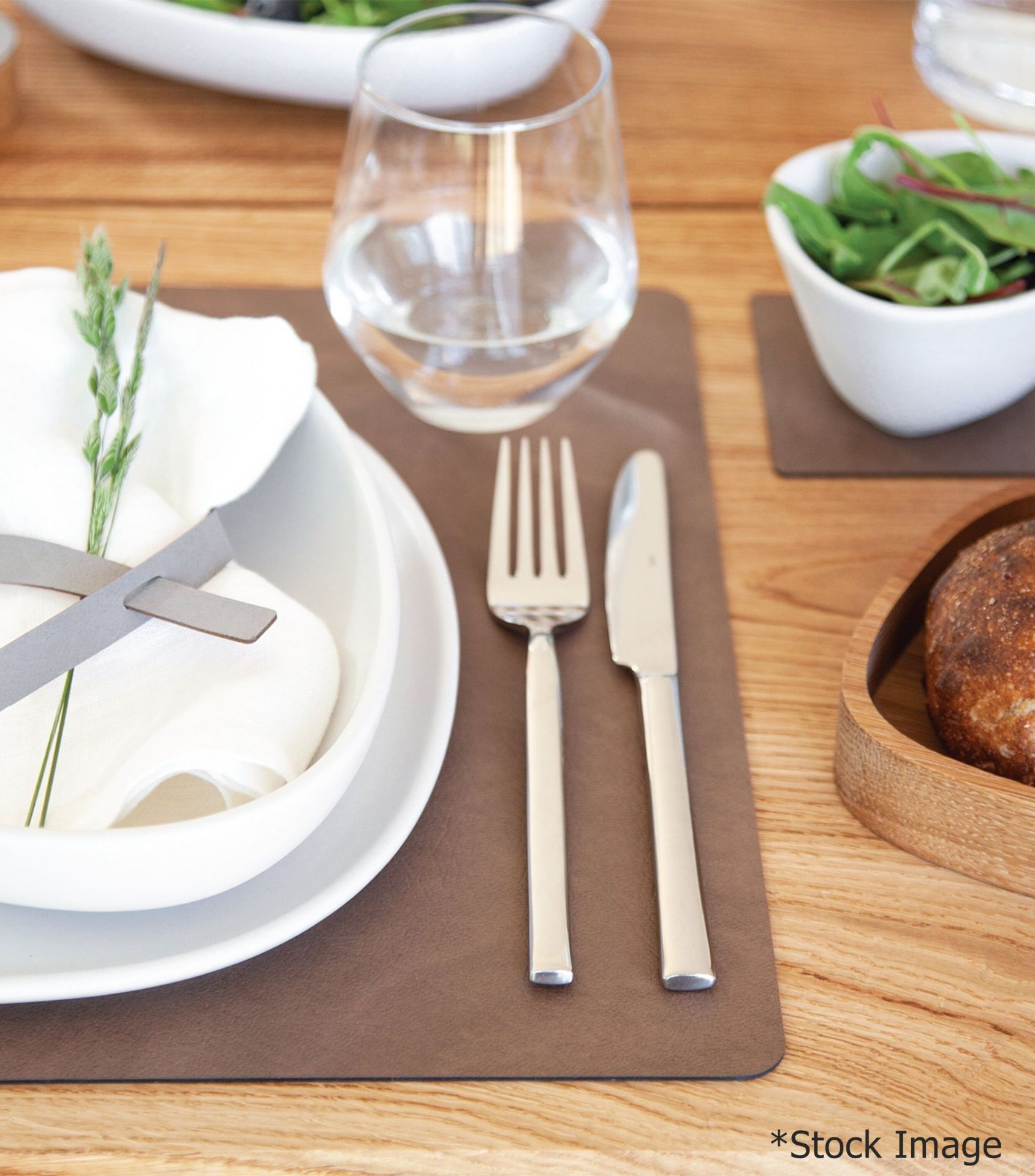 Set Of 4 x LINDDNA 'CLOUD' Recycled Leather Double-sided Placemats In Black & Brown - RRP £109.00 - Image 4 of 9