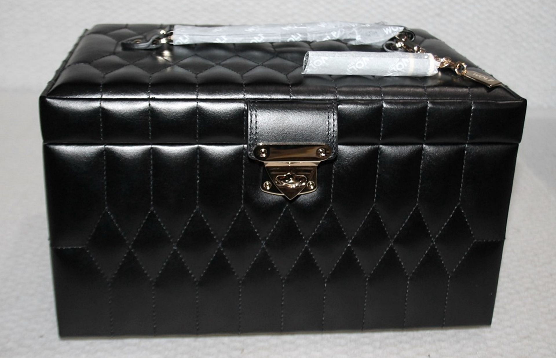 1 x WOLF 'Caroline' Jewellery Box Handcrafted Black Leather, With Travel Case - Original Price £241 - Image 8 of 17