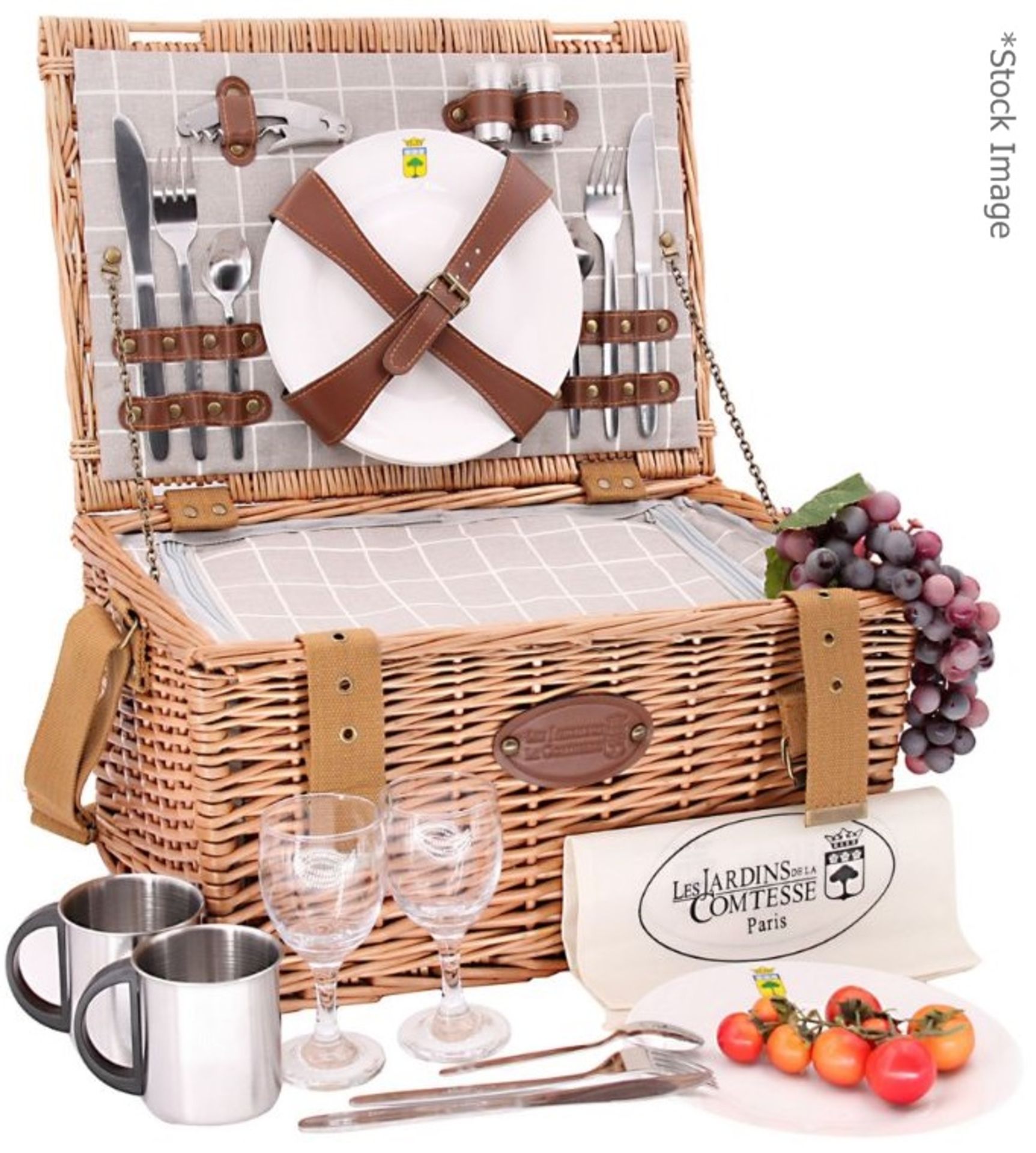 1 x LES JARDINS DE LA COMTESSE 'Concorde' Picnic Basket - New/Unused Stock - Ref: HAS416/FEB22/WH2/