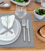 Set Of 4 x LINDDNA 'Hippo' Recycled Leather Rectangular Placemats In Light Grey - Original Price £