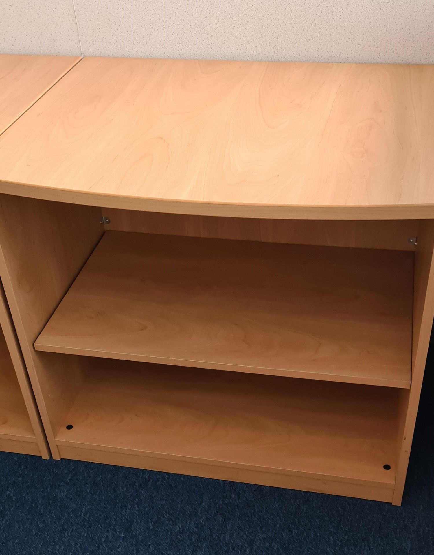 1 x Low Bookcase With Curved Front and Beech Finish - Ref: 1 x PK007 - Location: Site 2, Stafford,