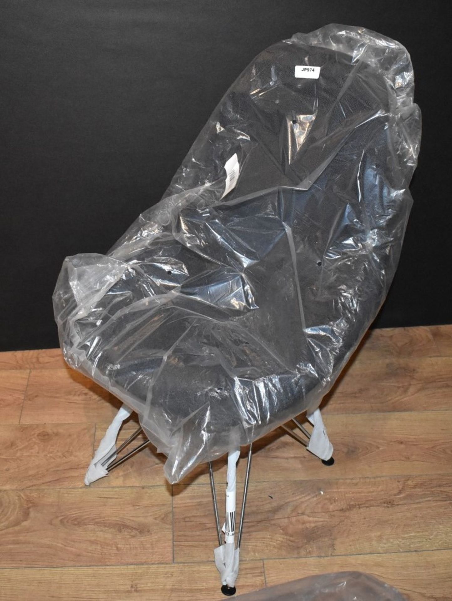 6 x Eames Inspired Eiffel Dining Chairs - Charcoal Fabric Seats With Chrome Bases - New and Unused - - Image 3 of 6