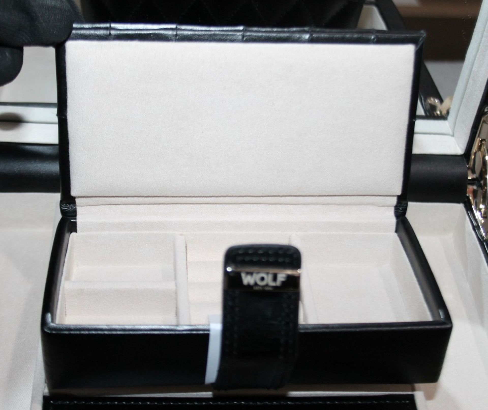 1 x WOLF 'Caroline' Jewellery Box Handcrafted Black Leather, With Travel Case - Original Price £241 - Image 5 of 17