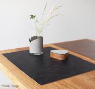 Set Of 4 x LINDDNA 'CLOUD' Recycled Leather Double-sided Placemats In Black & Brown - RRP £109.00