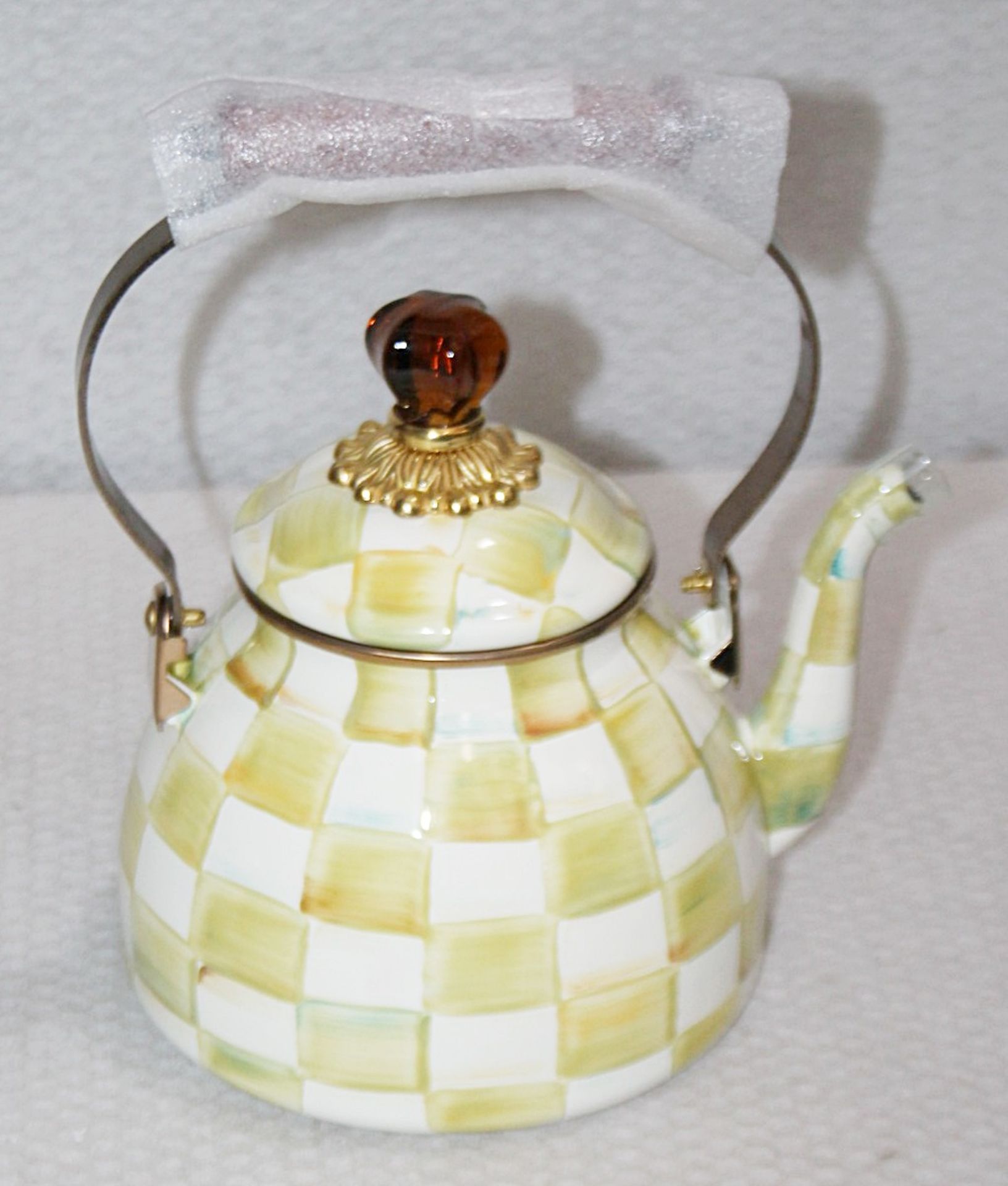 1 x MACKENZIE-CHILDS 'Parchment Check' Tea Kettle £197.00 - Unused Boxed Stock - Ref: HAS423/FEB22/ - Image 2 of 9