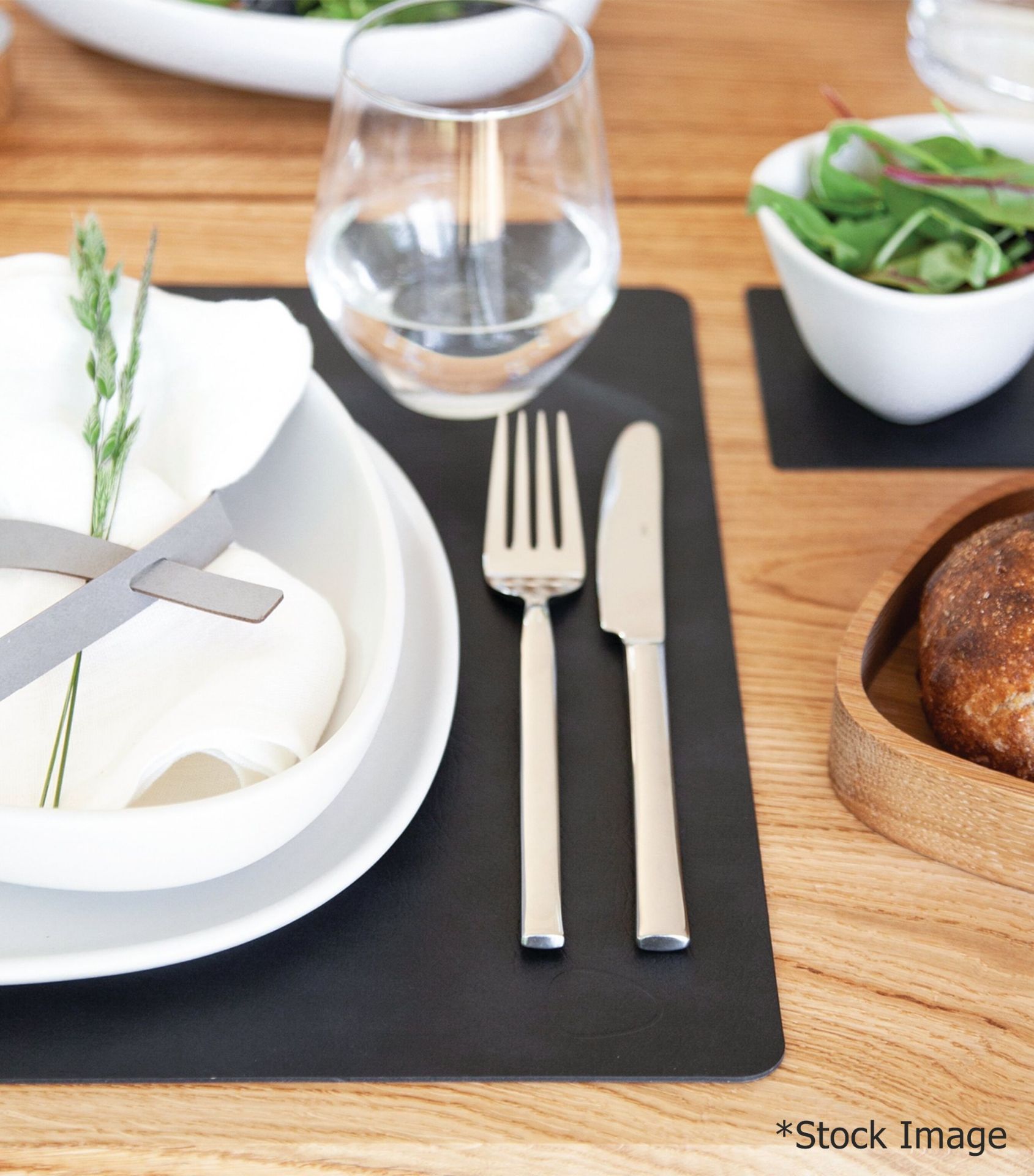 Set Of 4 x LINDDNA 'CLOUD' Recycled Leather Double-sided Placemats In Black & Brown - RRP £109.00 - Image 5 of 9