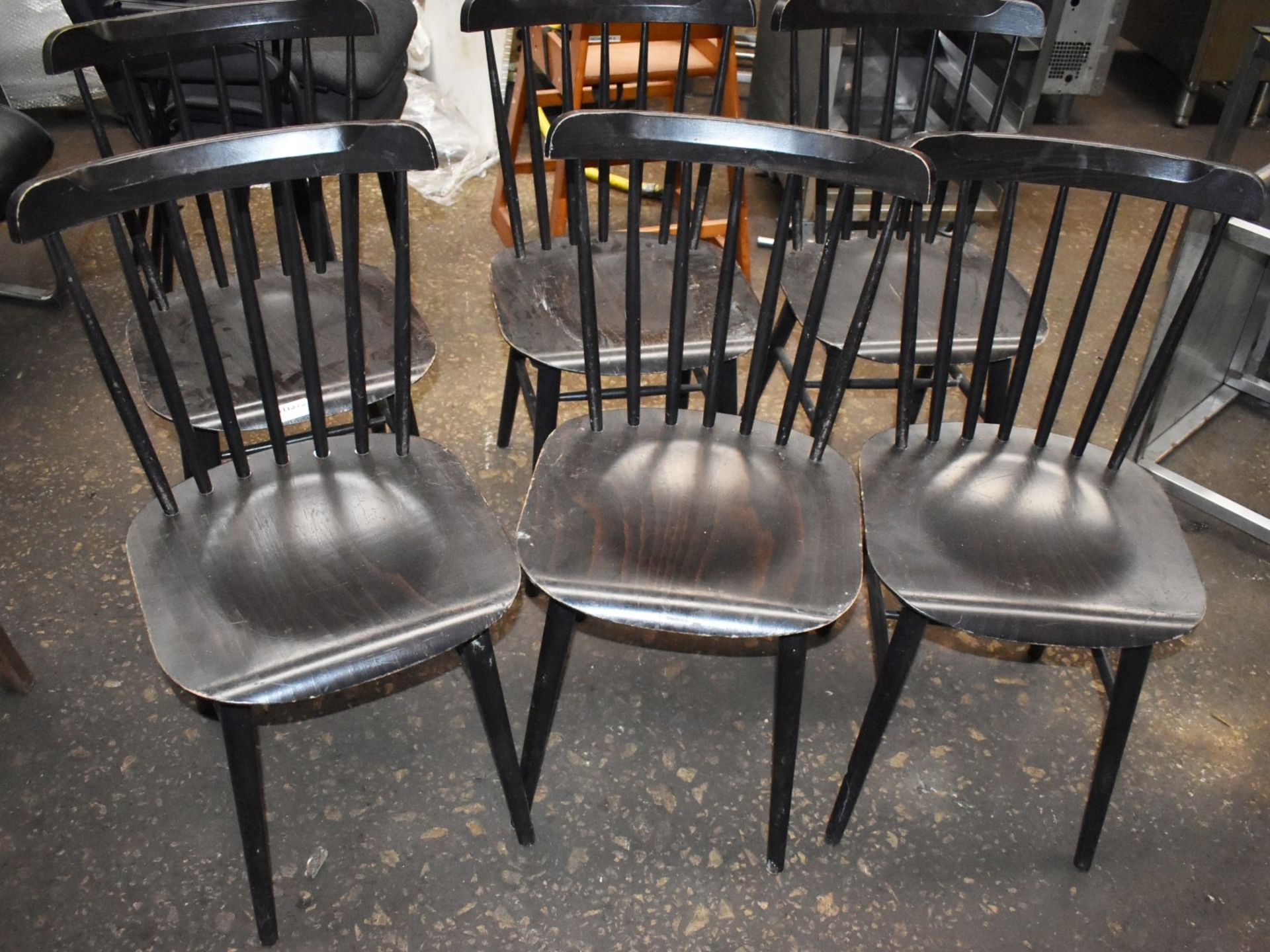 Set of 6 x Dark Wood Dining Chairs - CL011 - Ref WH5 - Location: Altrincham WA14 - Image 5 of 8