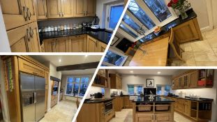 1 x Bespoke Solid Oak Kitchen With Black Granite Worktops, Island, Utility Room Units & Dining Table