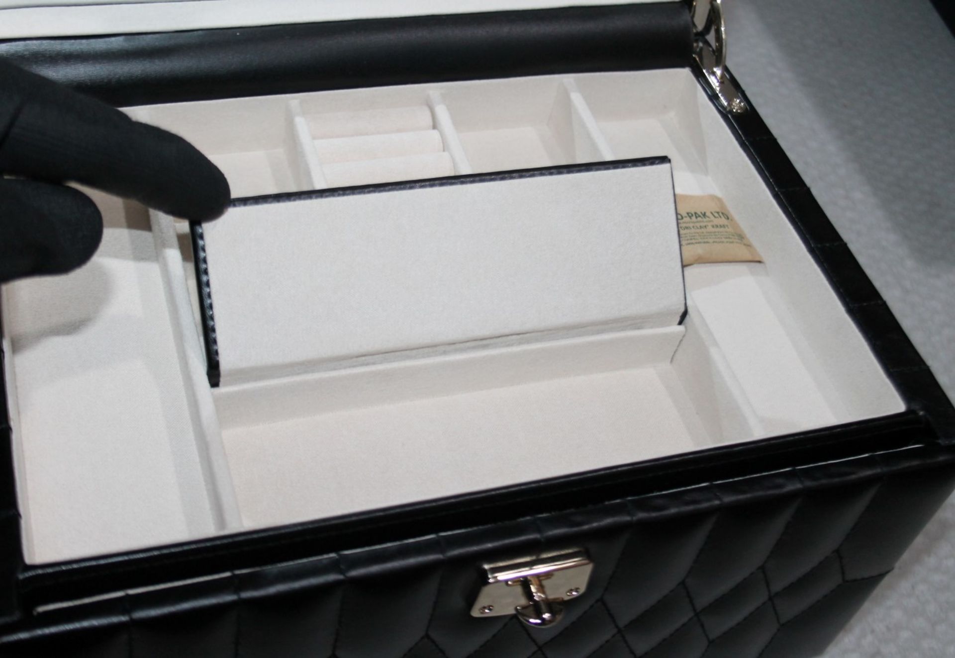 1 x WOLF 'Caroline' Jewellery Box Handcrafted Black Leather, With Travel Case - Original Price £241 - Image 3 of 17