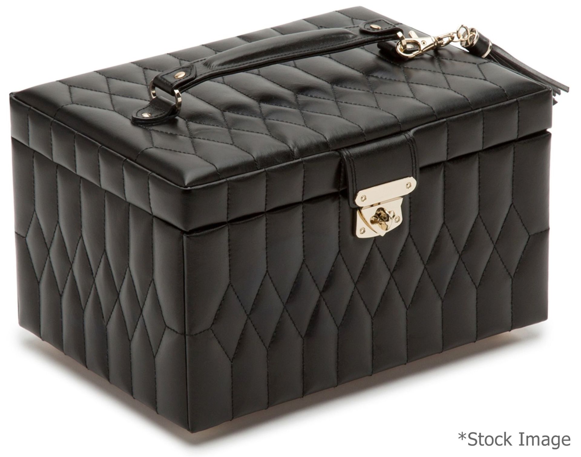 1 x WOLF 'Caroline' Jewellery Box Handcrafted Black Leather, With Travel Case - Original Price £241 - Image 6 of 17