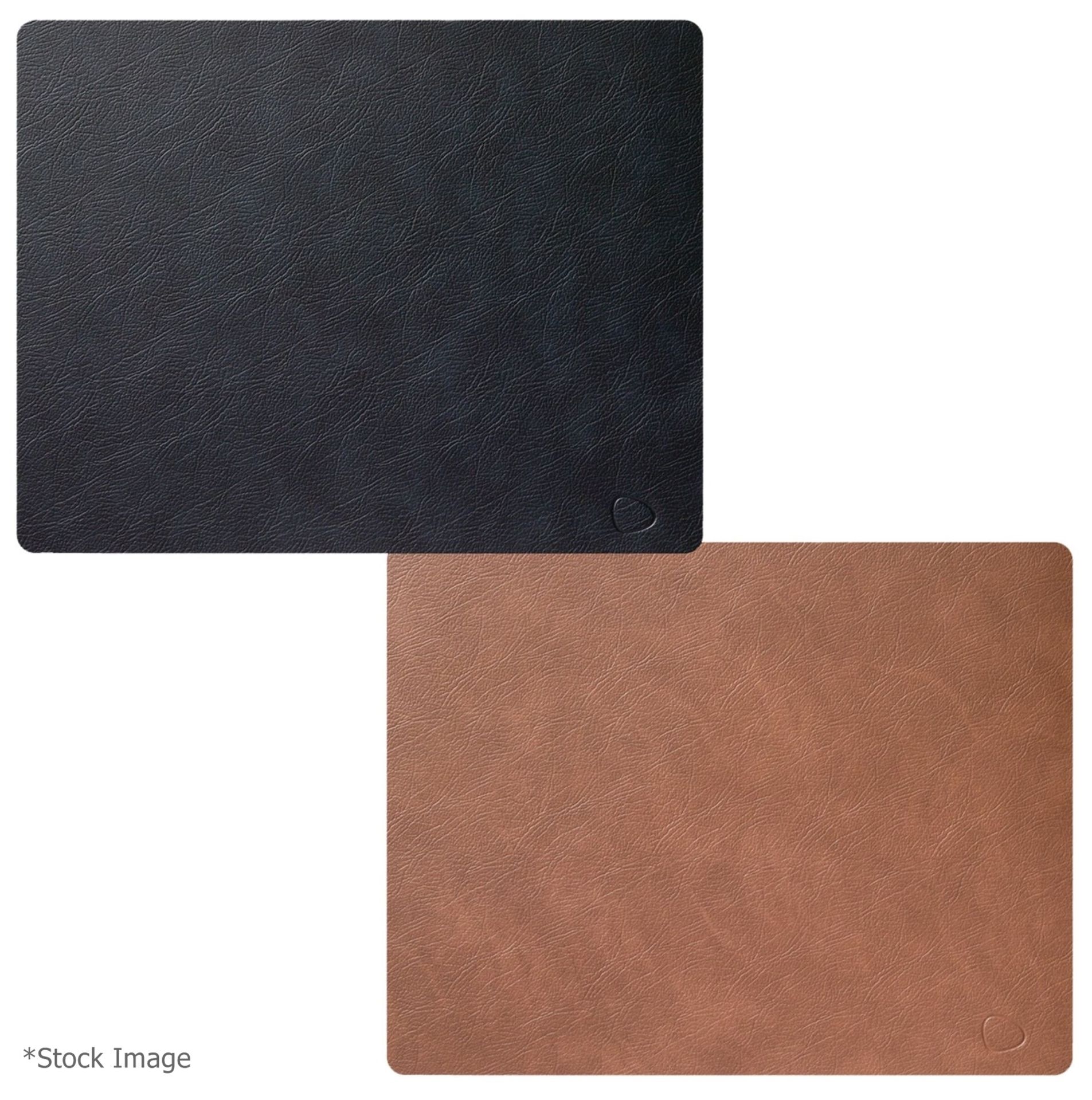 Set Of 4 x LINDDNA 'CLOUD' Recycled Leather Double-sided Placemats In Black & Brown - RRP £109.00 - Image 3 of 9