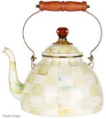 1 x MACKENZIE-CHILDS 'Parchment Check' Tea Kettle £197.00 - Unused Boxed Stock - Ref: HAS423/FEB22/