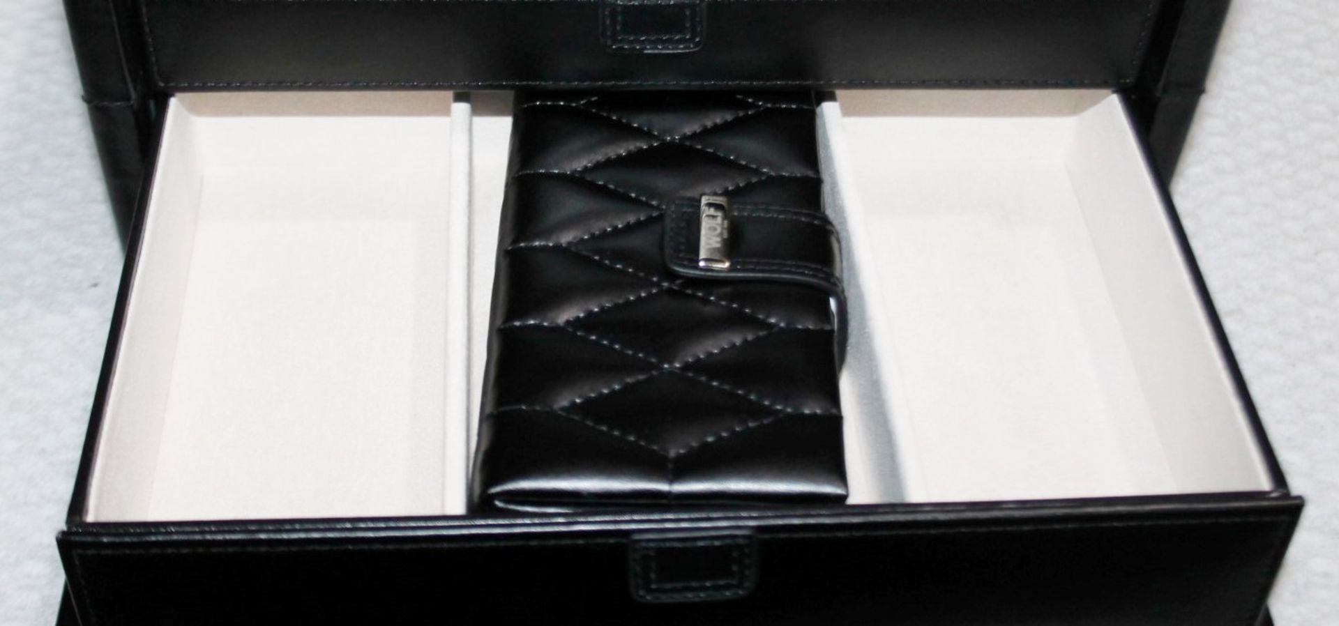 1 x WOLF 'Caroline' Jewellery Box Handcrafted Black Leather, With Travel Case - Original Price £241 - Image 10 of 17