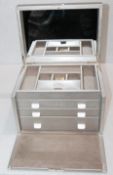 1 x WOLF Large 'Palermo' Designer Leather Jewellery Box In Pewter - Original Price £475.00