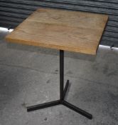 8 x Restaurant Dining Tables With Industrial Style Bases and Solid Wood Tops - Dimensions: 60x60cm -