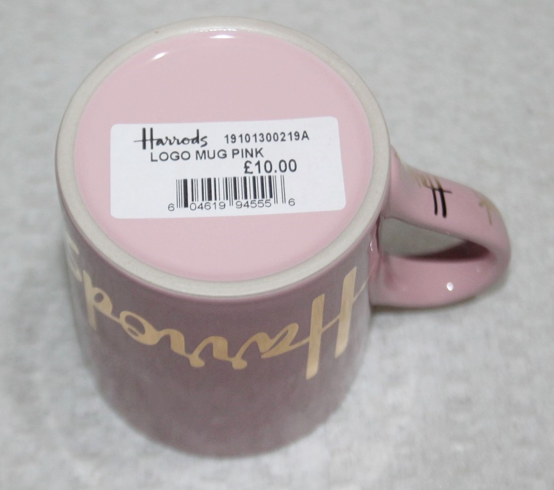 Set Of 6 x HARRODS Branded Mugs In Pink With Gold-Tone Logo Design - Dimensions: 9cm x 8cm - - Image 4 of 7