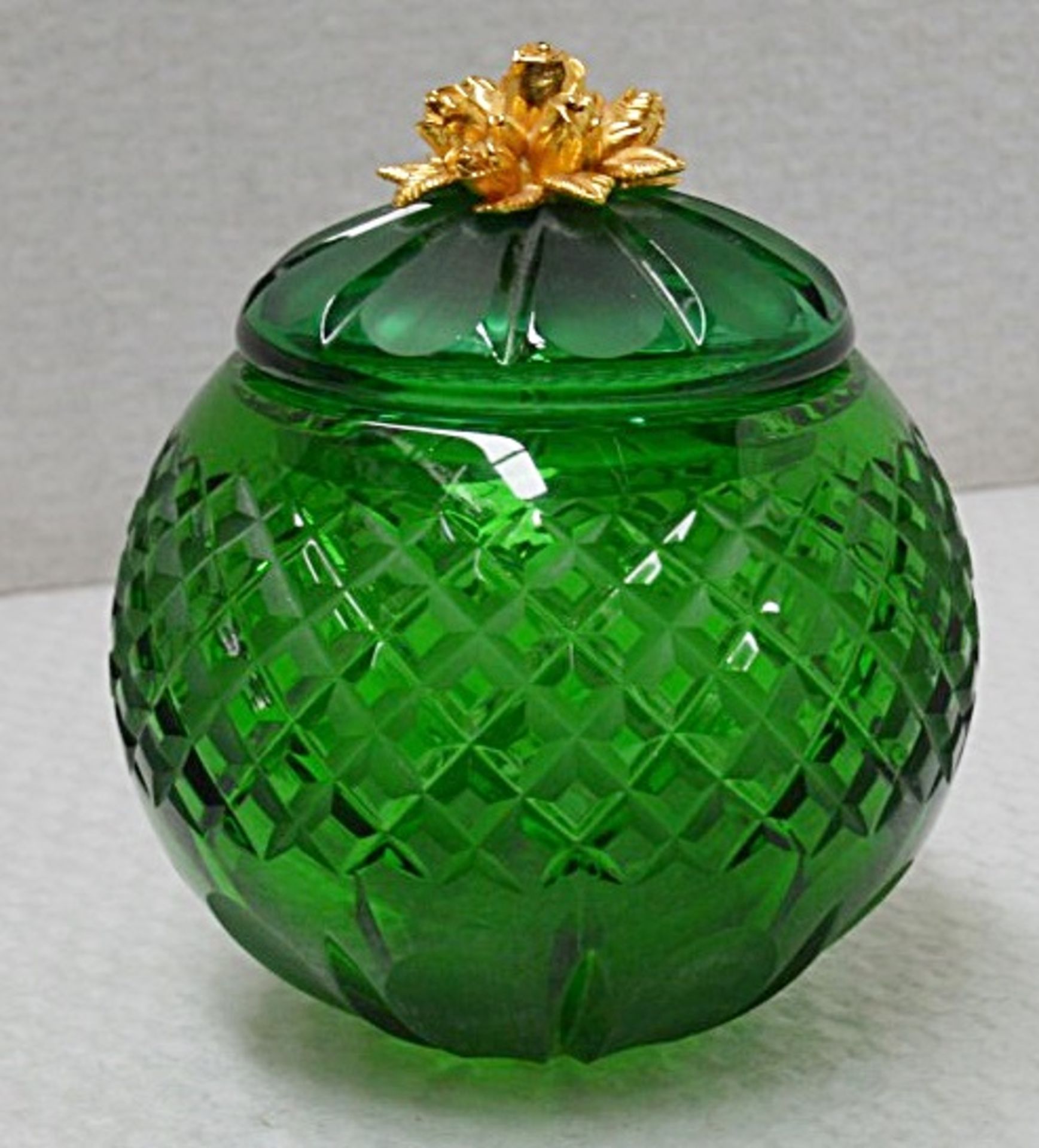 1 x BALDI 'Home Jewels' Italian Hand-crafted Artisan Crystal Coccinella Box In Green - Image 3 of 5