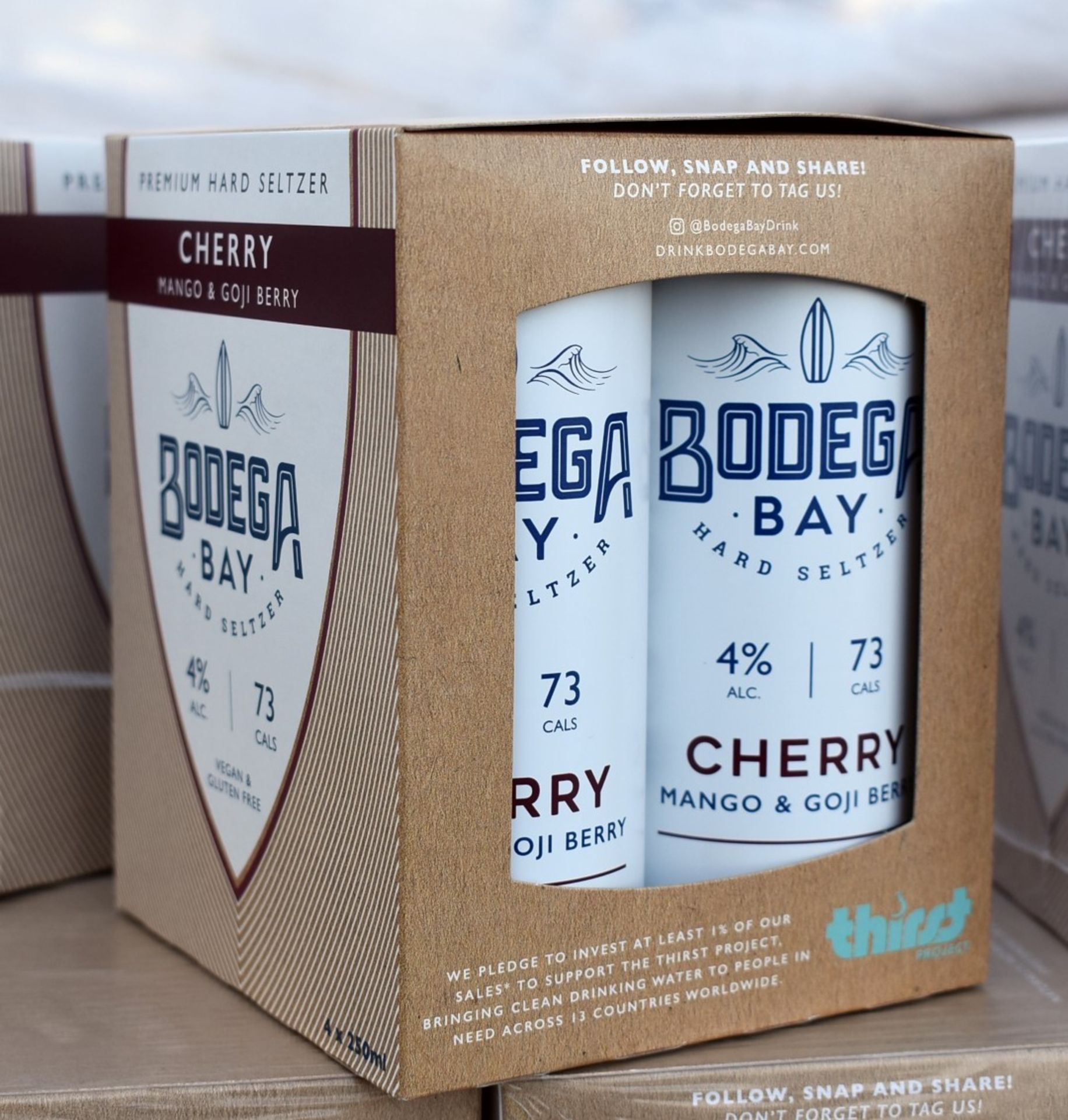 24 x Bodega Bay Hard Seltzer 250ml Alcoholic Sparkling Water Drinks - Cherry Mango & Goji Berry - 4% - Image 4 of 7