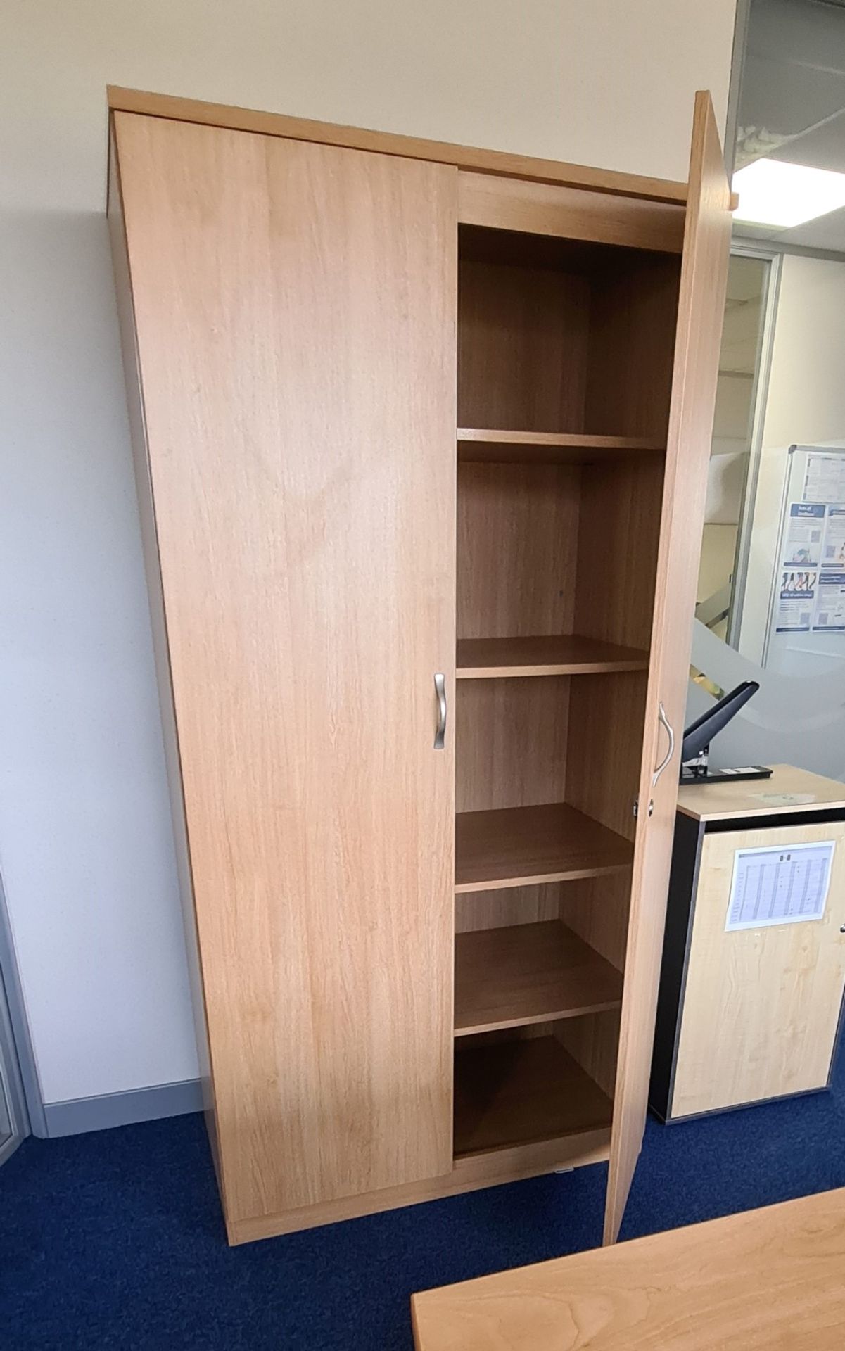 1 x Upright Office Storage Cupboard with Adjustable Shelves and Beech Finish - Ref: 1 x PK016 -