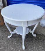 1 x Round Side Table in White With Undershelf