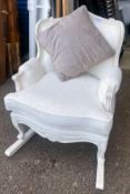 1 x Nursery Rocking Chair With Ivory Finish and Carved Wood Detail