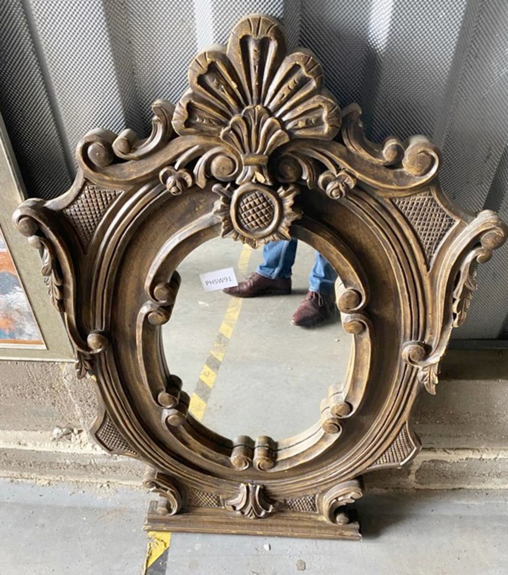 1 x Overmantle Mirror With a Beautifully Carved Solid Wood Frame