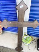 1 x Solid Wooden Christian Crucifix Cross - Over 4ft Tall
