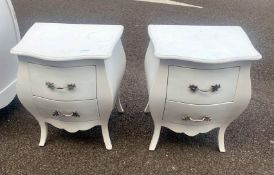 2 x Bedside Tables With Curved Wood and Ornate Handles