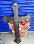 1 x Solid Wooden Christian Crucifix Cross - Approx 4ft Tall