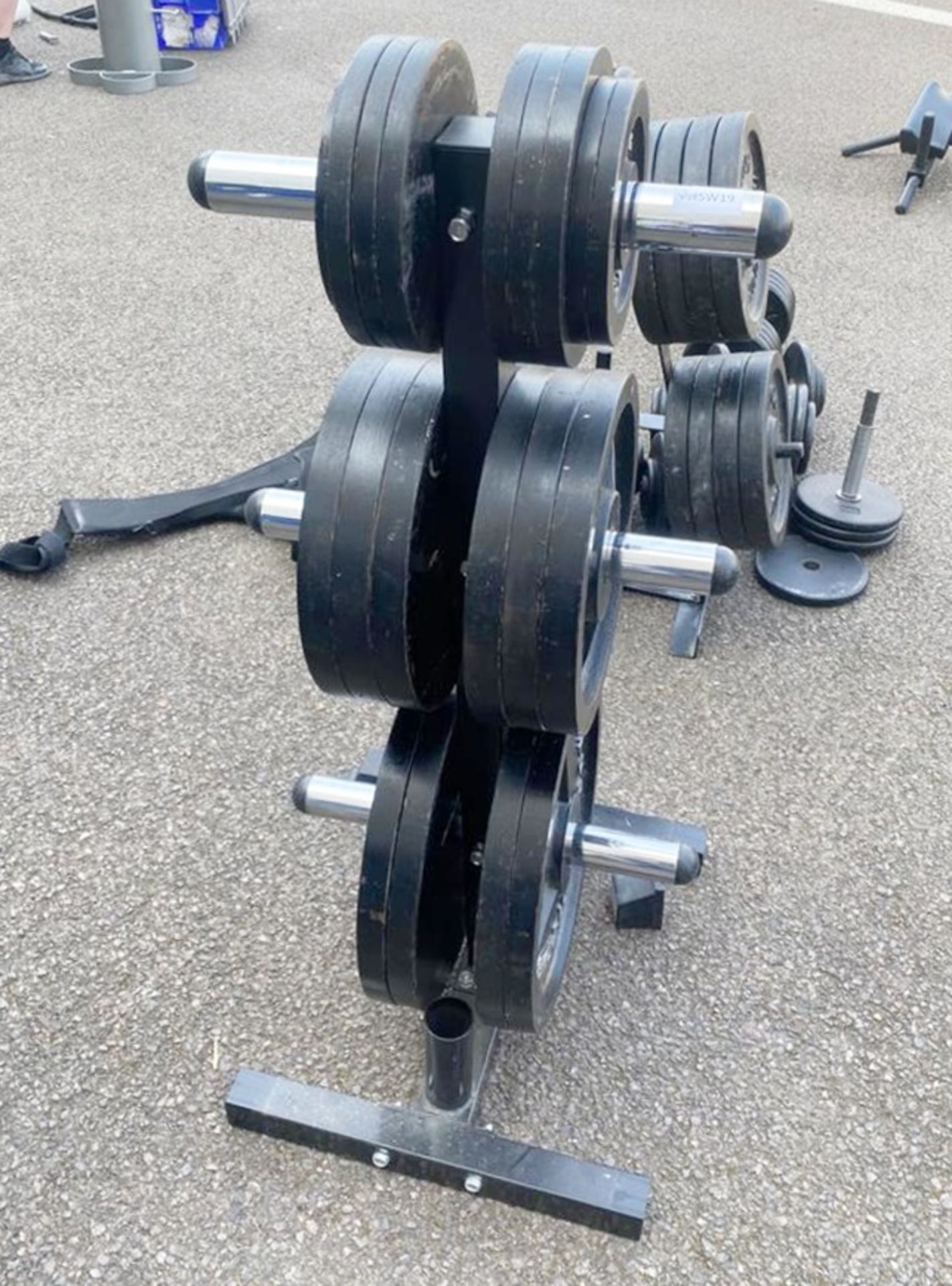19 x Body Power Weight Discs With Stand - Includes 4x20kg, 6x15kg, 6x5kg and 3x2.5kg - Image 3 of 4