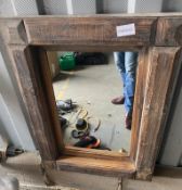 1 x Rustic Wooden Wall Mirror - Perfect For Farmhouse Style Interiors - Dimensions (mm): 600x800