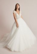 1 x Justin Alexander 'Cardea' Tulle Bridal Ball Gown with Illusion Bodice - UK Size 18 - RRP £1,390
