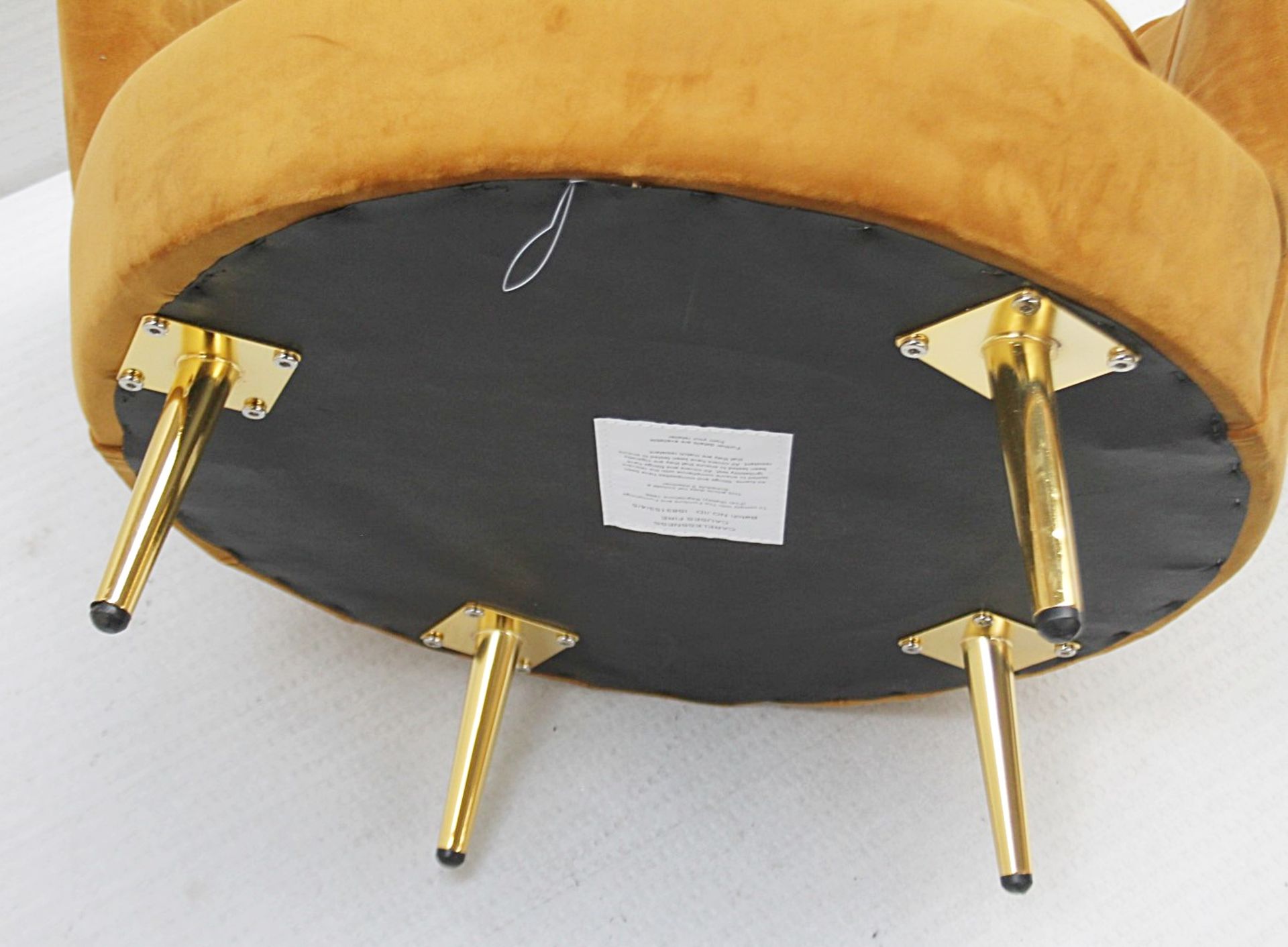 1 x Velvet Upholsted Tub Chair In Ochre Yellow - Recently Removed From A Designer Bridal - Image 6 of 7