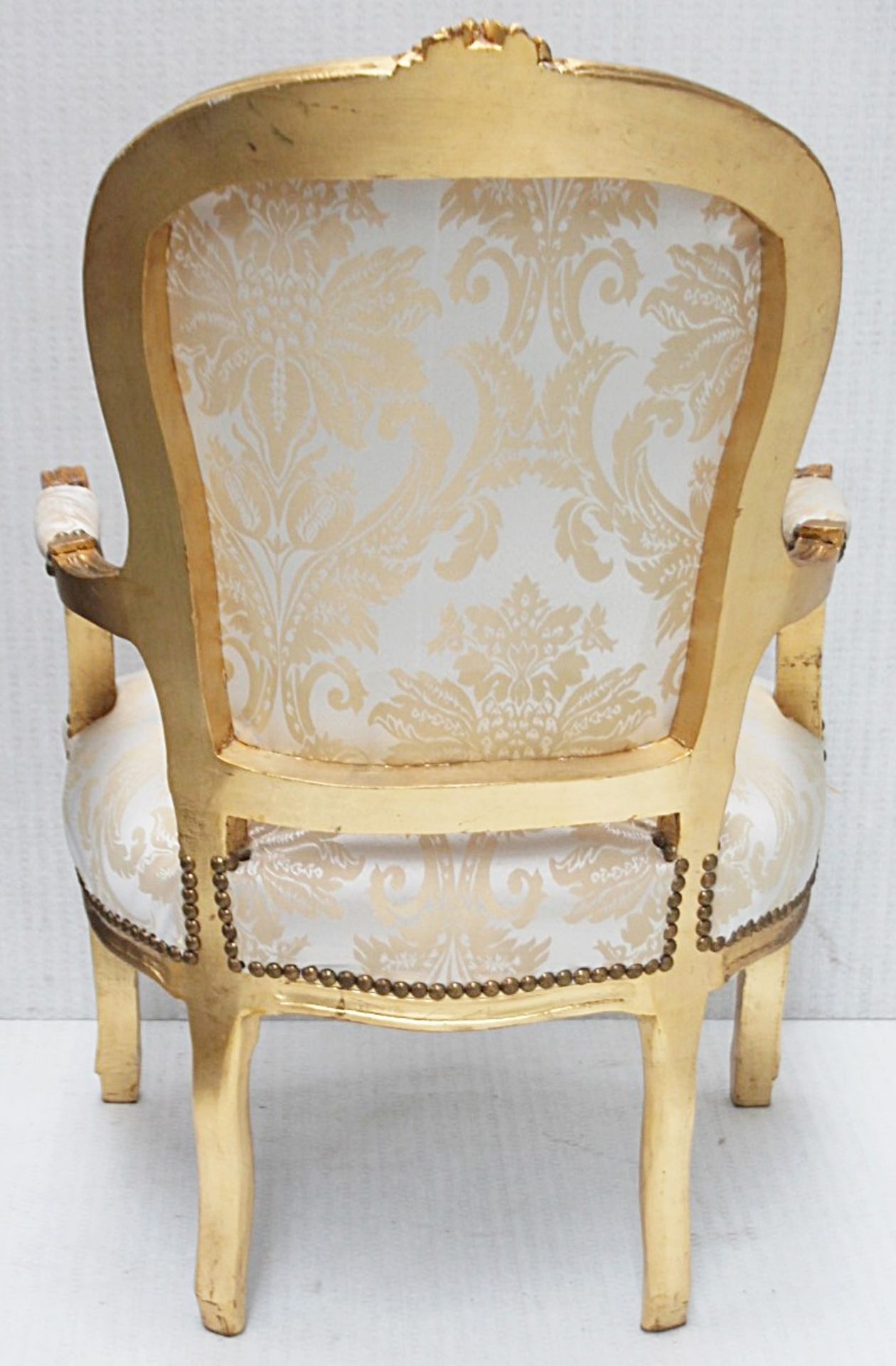 1 x Regency-Style Upholstered Chair In Gold & Silver With Ornate Carved Detailing - Recently Removed - Image 8 of 11