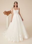 1 x Justin Alexander - Square Neck Tulle Bridal Gown with Beaded Appliqués - UK Size 16 - RRP £1,910